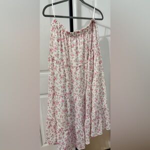 Floral Maxi Skirt in Pink and White Coquette Girl Vibe